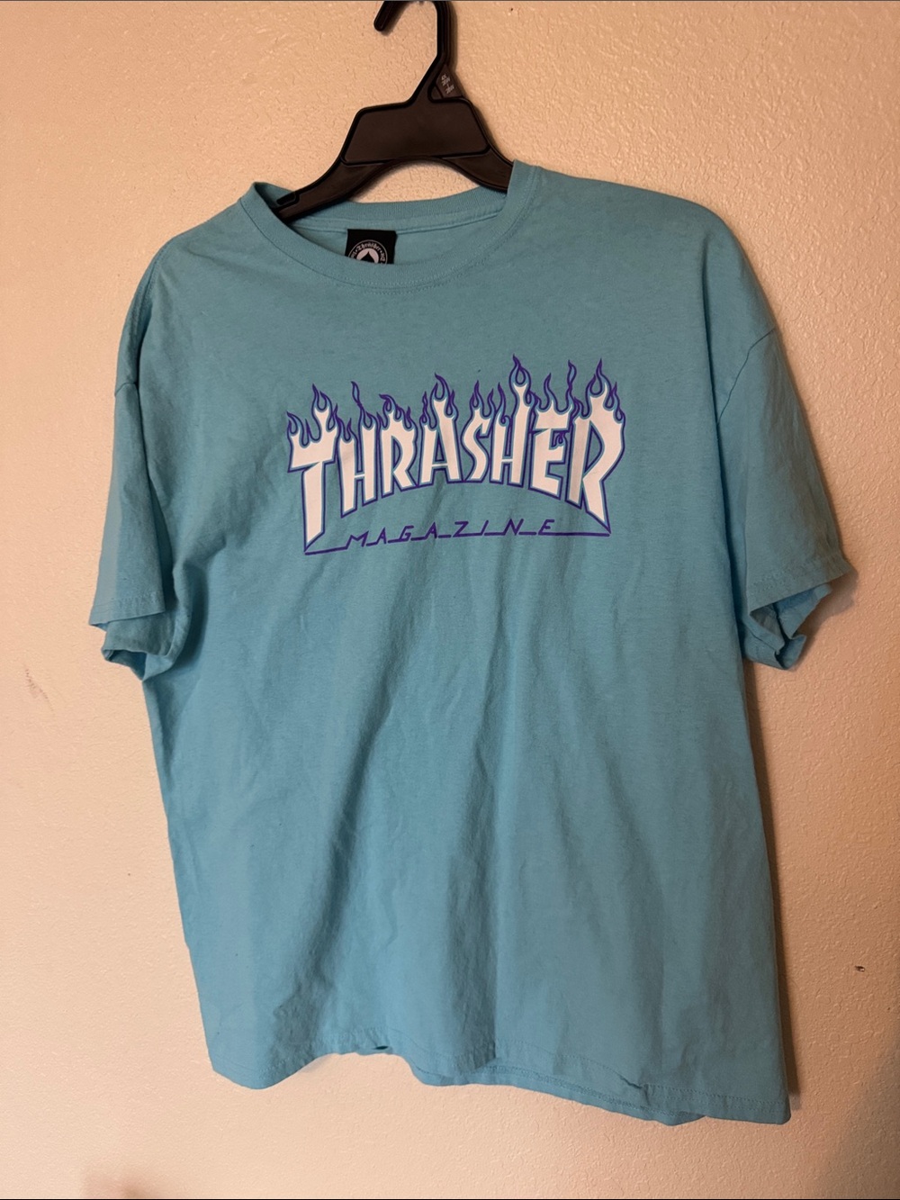 Thrasher Light Blue Flame Logo Tee